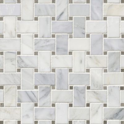 Hampton Carrara Polished Niles with Cindarella Grey Marble Mosaic Tile 12 x 12 in.