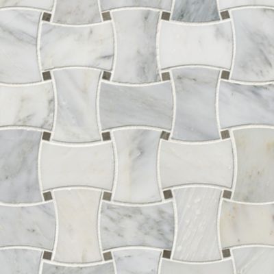 Hampton Carrara Polished Delray with Cinderella Grey Marble Mosaic Tile 10 x 10 in.