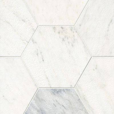 Hampton Carrara Antique Brushed Hex Marble Wall and Floor Tile -12 in.