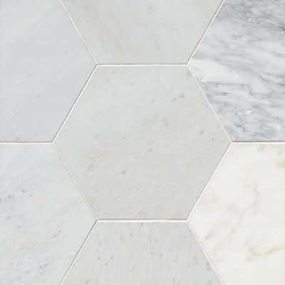 Hampton Carrara Pol Hex Marble Wall and Floor Tile - 12 in.