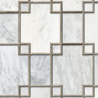 Hampton Carrara Geo Mosaic with Legno Marble Wall Tile