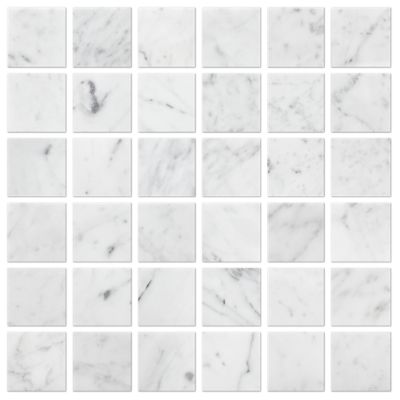 Firenze Carrara Honed Marble Mosaic Marble Tile - 2 in.