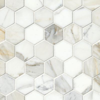 Firenze Calacatta Polished Marble Hex Mosaic Tile 2 in.