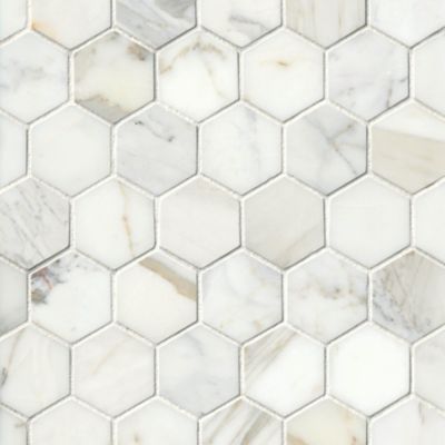 Firenze Calacatta Honed Hex Marble Mosaic Tile - 2 in.
