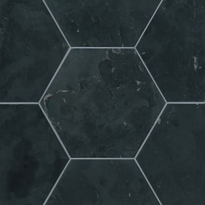 Noir Hon Hex Limestone Wall and Floor Tile - 12 in.