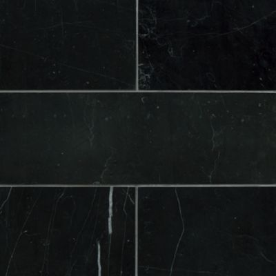 Black Marquina Polished Marble Wall and Floor Tile - 4 x 12 in.