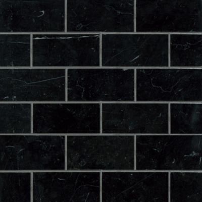 Black Marquina Polished Marble Amalfi Mosaic Wall and Floor Tile
