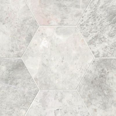 Siberian Pearl Brushed Marble Hex Wall and Floor Tile - 12 in.