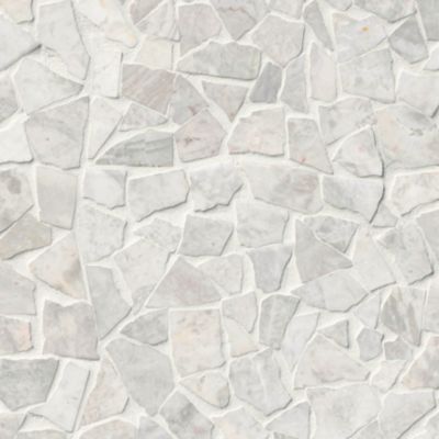 Siberian Pearl Brushed Marble Cobble Mosaic Wall and Floor Tile