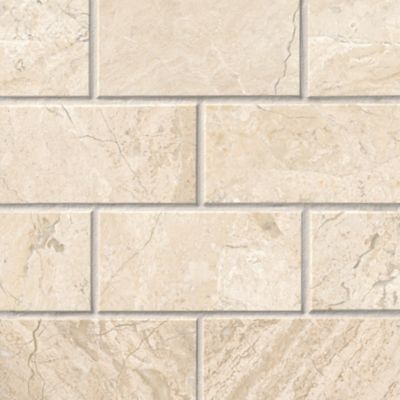 Queen Beige Polished Monterrey Marble Wall and Floor Tile - 3 x 6 in.