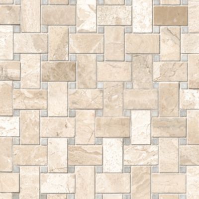 Queen Beige Polished Marble Niles with White Marble Mosaic Wall and Floor Tile