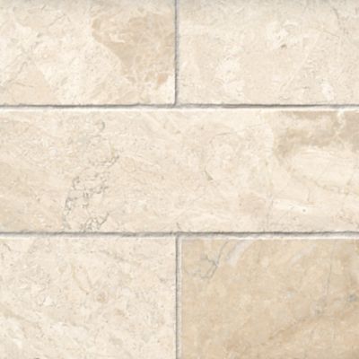 Queen Beige Tumbled Marble Wall and Floor Tile - 4 x 12 in.