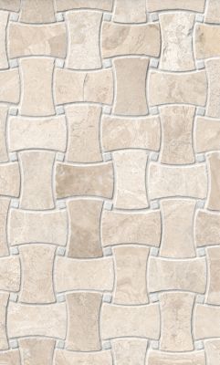 Queen Beige Tumbled Marble Delray with White Marble Mosaic