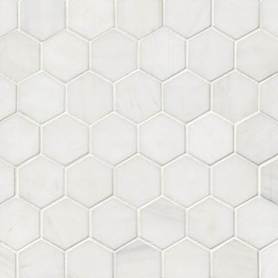 Bianco Puro Honed Marble Hex Mosaic Wall and Floor Tile - 2 in.