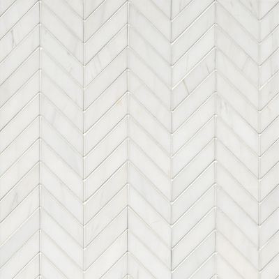 Bianco Puro Honed Marble Chevron Mosaic Wall and Floor Tile