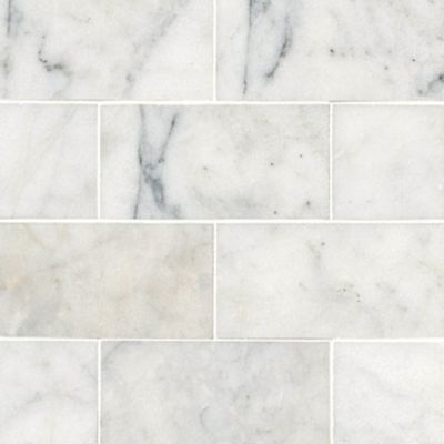 Silver White Polished Marble Wall and Floor Tile - 3 x 6 in.