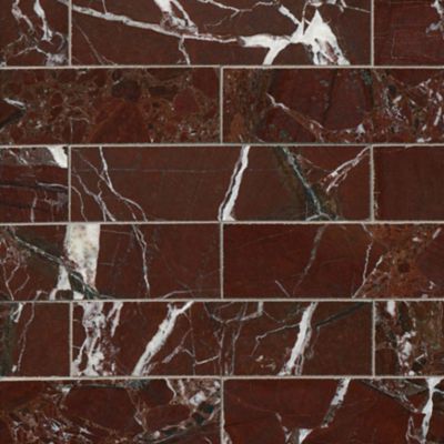 Rosso Marquina Polished Marble Wall and Floor Tile - 2 x 8 in.
