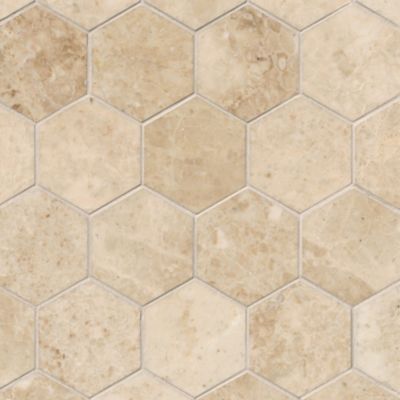 Cappuccino Polished Hex Marble Stone Wall and Floor Tile - 3 x 3 in