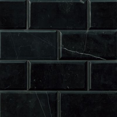 Black Marquina Polished Monterrey Marble Wall Tile - 3 x 6 in.