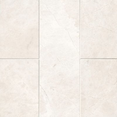 Arctic White Brushed Marble Wall and Floor Tile - 4 x 12 in.