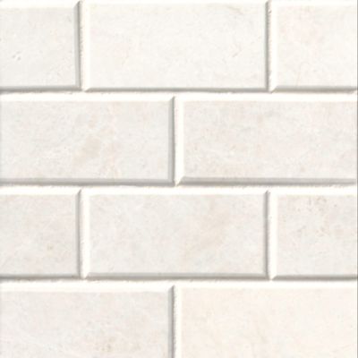 Arctic White Brushed Monterrey Marble Wall and Floor Tile - 3 x 6 in