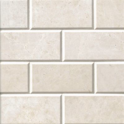 Arctic White Brushed Marble Essex Wall Tile - 3 x 6 in.