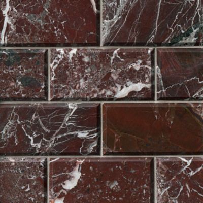 Rosso Marquina Polished Marble Essex Wall Tile - 3 x 6 in.