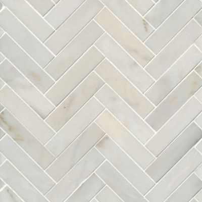 Calacata Evora Polished Large Herringbone Marble Mosaic Wall and Floor Tile