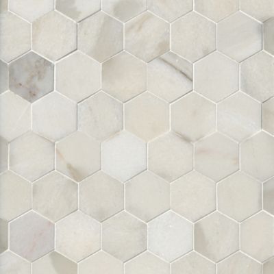 Calacata Evora Honed Hex Marble Mosaic Wall and Floor Tile - 2 in.