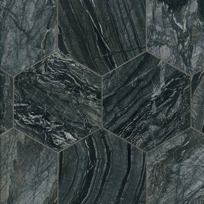 Silver Wave Hex Marble Wall and Floor Tile - 10 in.