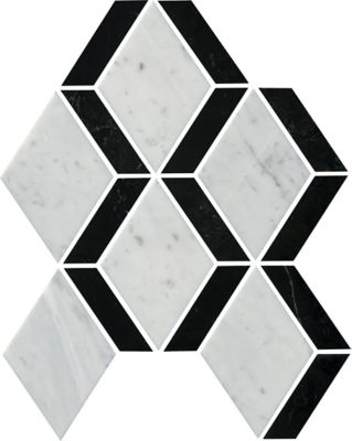 Firenze Carrara Polished Wheaton with Black Marble Mosaic Wall and Floor Tile