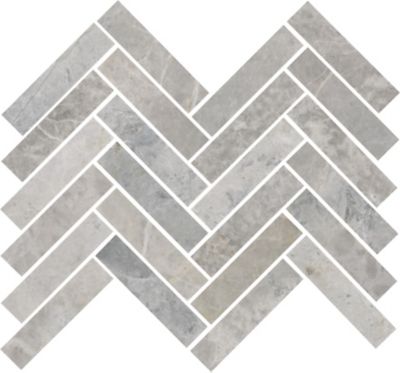 Bianco Colorato Polished Large Herringbone Marble Mosaic Wall and Floor Tile