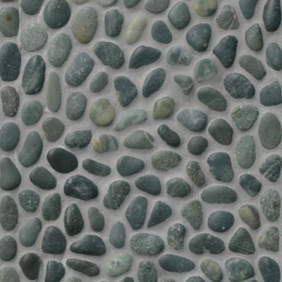 Black Pebbles Small Mosaic Wall and Floor Tile - 12 x 12 in.