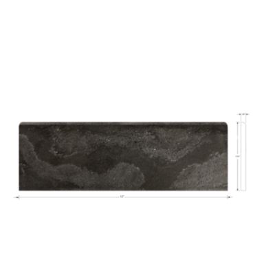 Silver Grey Polished Bullnose Quartzite Wall Tile Trim - 4 x 12 in.