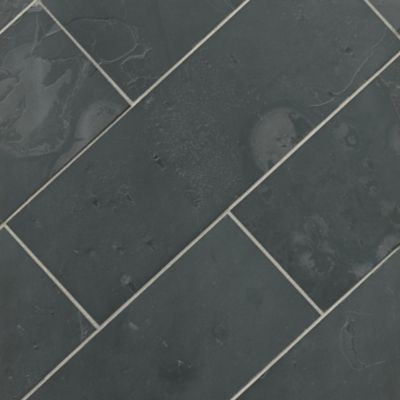 Adoni Black Slate Wall and Floor Tile - 8 x 24 in.