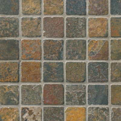 Copper Rust Tumbled Slate Mosaic Wall and Floor Tile - 2 x 2 in