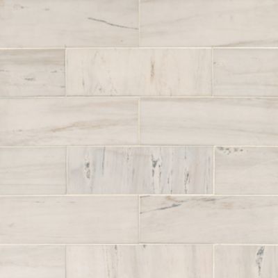 Royal Satin White Marble Subway Wall and Floor Tile - 4 x 12 in.
