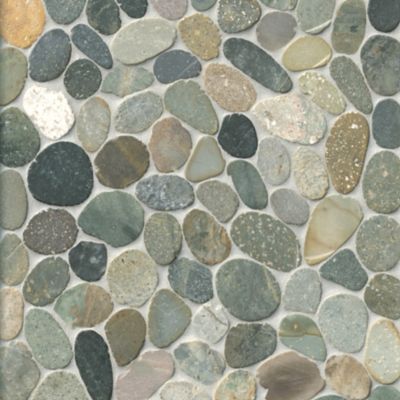 Polished Medium Sliced Earth Pebbles Mosaic Wall and Floor Tile - 12 x 12 in.