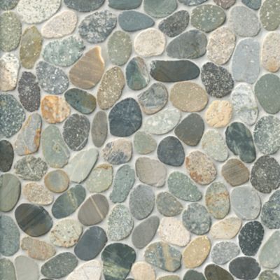 Medium Sliced Earth Pebbles Mosaic Wall and Floor Tile - 12 x 12 in.