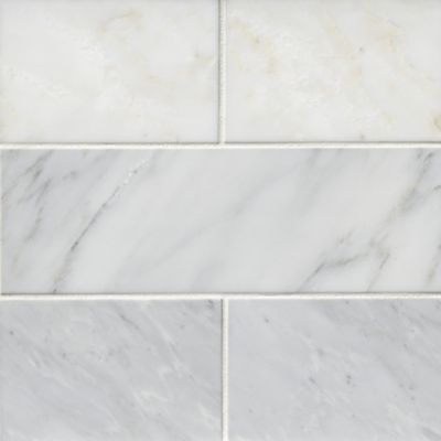 Hampton Carrara Polished Marble Subway Wall and Floor Tile - 4 x 12 in.