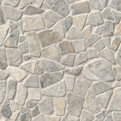 Claros Silver Tumbled Cobble Travertine Wall and Floor Tile - 12 x 12 in.