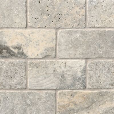 Claros Silver Tumbled Travertine Subway Wall and FloorTile - 3 x 6 in.