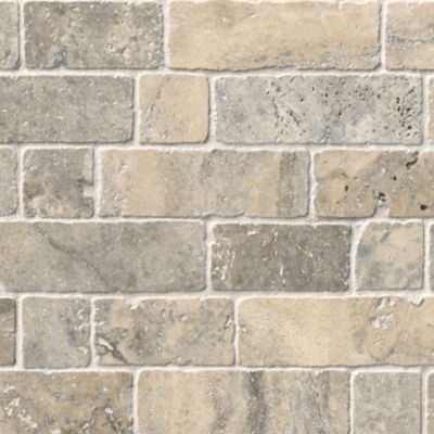 Claros Silver Broken Brick Travertine Wall and Floor Tile - 12 x 12 in.