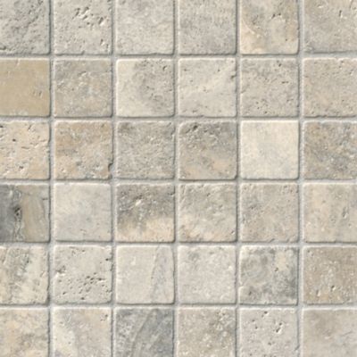 Claros Silver Tumbled Travertine Wall and Floor Tile - 2 x 2 in.