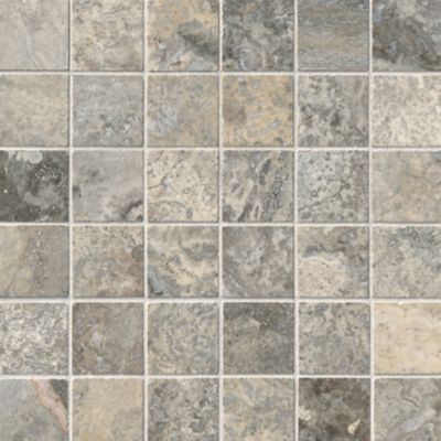 Claros Silver Honed Travertine Wall and Floor Tile - 2 x 2 in.