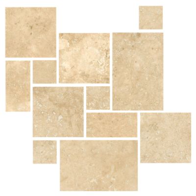 Bucak Light Walnut Honed Filled Large Versailles Pattern Travertine Wall and Floor Tile