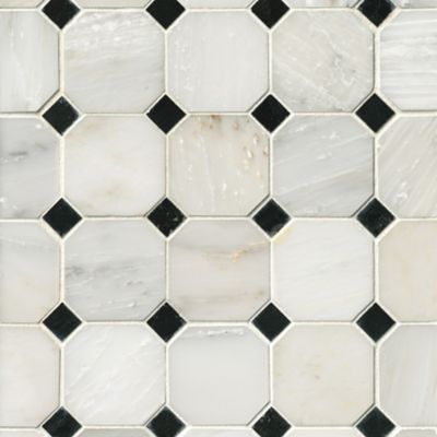 Hampton Hermosa Polished Octagon Marble Mosaic Wall and Floor Tile - 3 x 3 in.