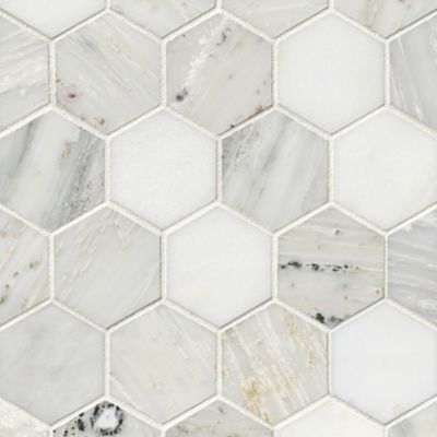 Hampton Carrara Hex Marble Mosaic Tile - 3 x 3 in.