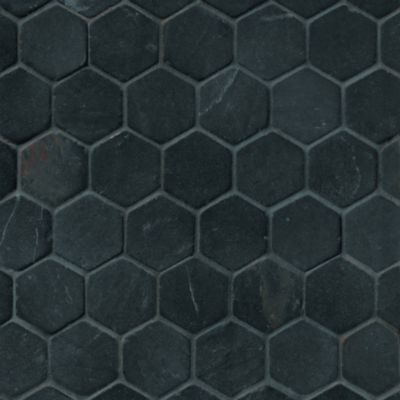 Noir Hex Limestone Mosaic Tile - 2 x 2 in.