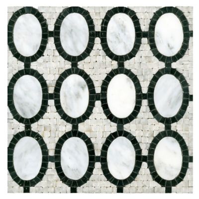 Carrara Bellagio Marble Inserto Mosaic Wall Tile - 12 x 12 in.